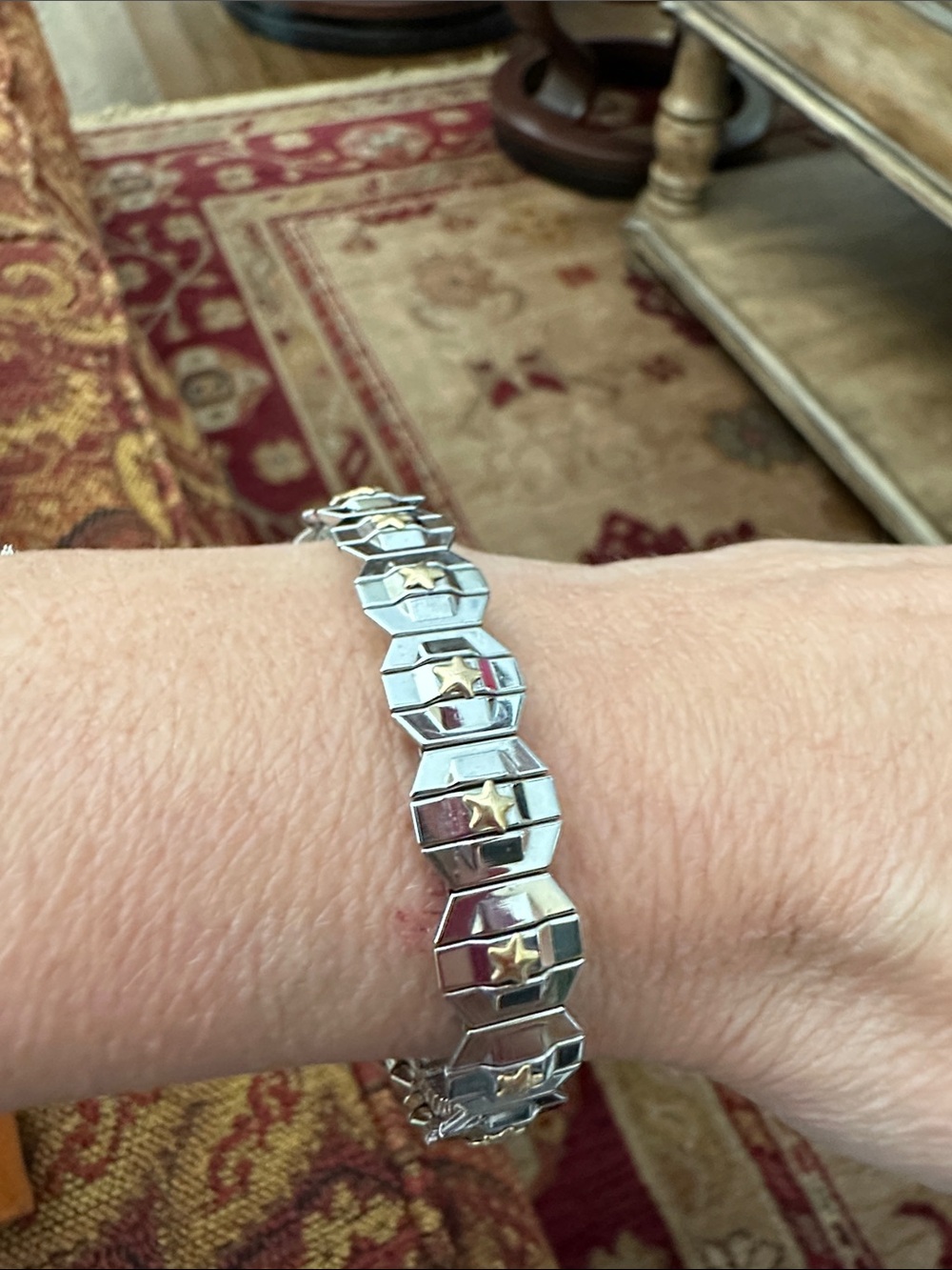 Two-Tone Star Link Bracelet in Silver and Gold